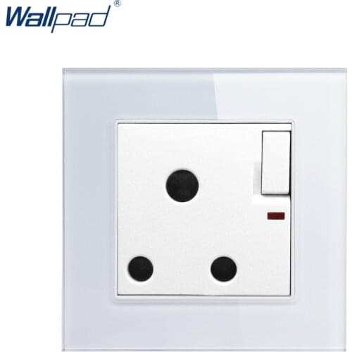 16A 15A Switched Socket Wallpad Luxury Crystal Glass Panel 110V-250V 3 Round Pin South Africa 15A Switched Socket with LED