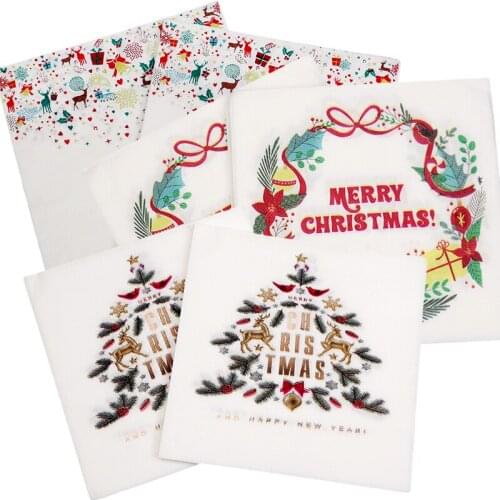 20pcs Christmas Napkin Santa Claus Snowman Pattern Paper Napkins Merry Christmas Party Home Napkins Tissue Decoration Supplies