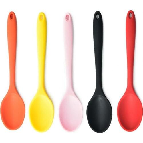 2021 Colorful Silicone Spoon Tableware Heat Resistant Easy To Clean Non-stick Rice Spoons Cooking Kitchen Home Spoon Supplies