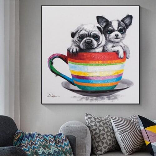 Modern Abstract Animal Home Decor Canvas Painting Graffiti Art Cat Dog Frog Alpaca Posters Wall Art Picture for Living Room