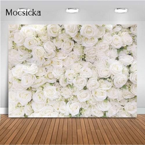White Flower Backdrop Photoshoot Wedding Floral Wall Bridal Shower Party Decoration Photography Background White Rose Florals
