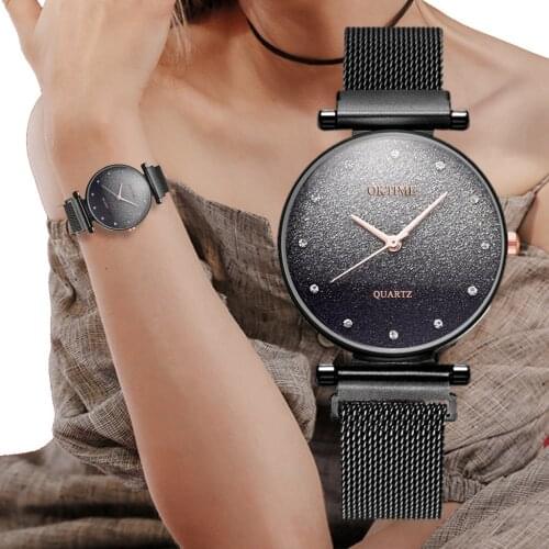 Ladies Watch Fashion Sky Starry Sky Watch Pure Color Good Looking Magnet With Ms. Quartz Watch New Model Watch часы женские 50