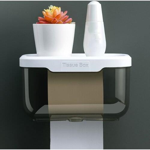 Punch-free Toilet Paper Holder tissue box Waterproof Mobile Phone Storage Toilet Paper Storage Rack Tissue Bathroom Storage Box
