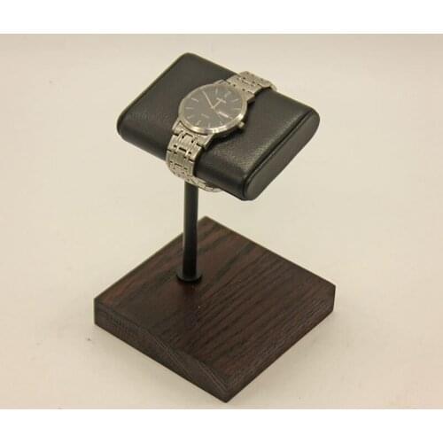 Wood and PU Leather Watch Holder Stand Fashion Watch Display Jewelry Gift for Christmas Anniversary Birthday