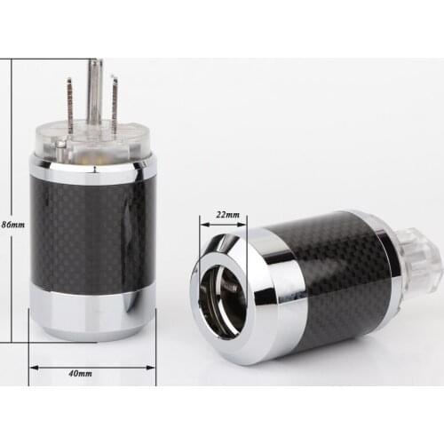 Hi-end Black Carbon Fiber Rhodium Plated US AC Power Plug IEC Connector Female male HIFI DIY Mains Power Cable Connector