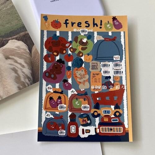 Korean Ins Cute Bear Graffiti Sticker DIY Scrapbook Mobile Phone Diary Christmas Kawaii Stationery Decorative Stickers Aesthetic