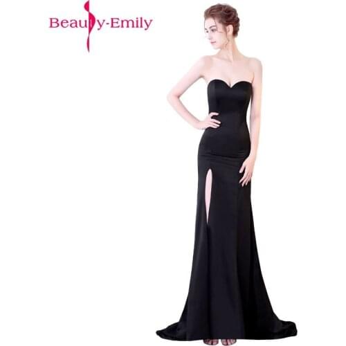 Beauty Emily Sexy Evening Dresses 2020 Black Mermaid Party Prom Dresses Stain Sweetheart Zipper Off the Shoulder Custom Made