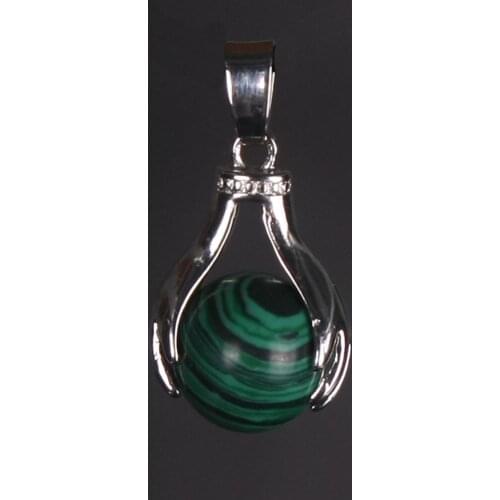 Hot Sale Fluorite Necklace Pendants Natural Gem Stone Malachite Quartz Fatima Round Ball Point Pendulum Reiki Healing Jewelry