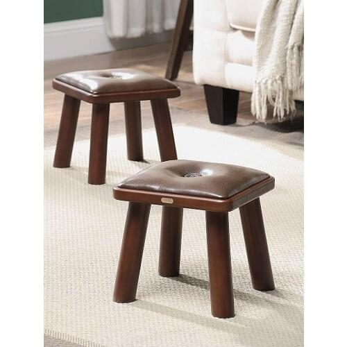 Fangyuan Youdao solid wood stool small bench simple and nostalgic American living room leather stool practical and beautiful sof
