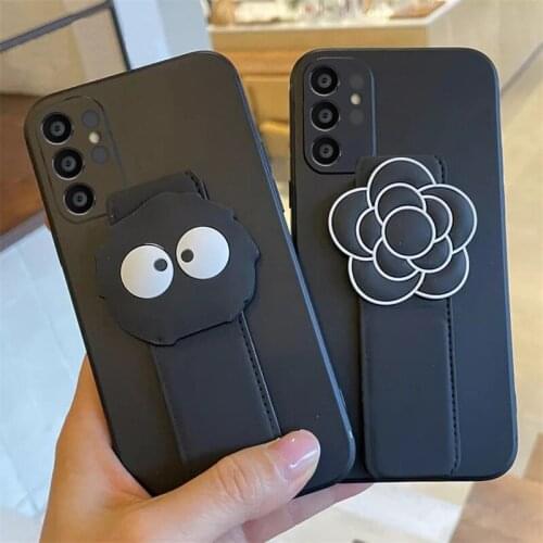 Cute 3D Cartoon Briquettes Wrist Band Stand Phone Case For Samsung Galaxy S20 S21 Plus Ultra Note 8 Camera Protection Soft Cover