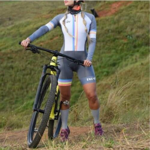 2022 NewSummer one piece Womens Cycling Clothes Long Female Jumpsuit Skinsuit Gradient Pink, Lycra UV Protection,Little Cycling