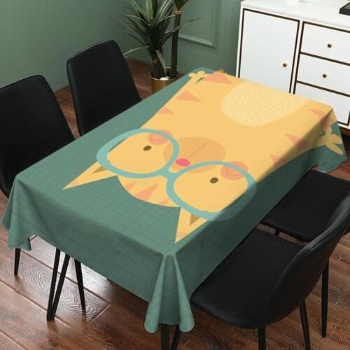 New Rectangle Cartoon Animal Pattern Table Cloth Waterproof Linen Tablecloth Decoration for Table Cover Home Kitchen Table Cloth
