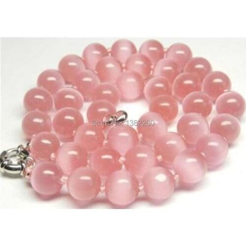 ! new Fashion Style diy 10mm Pink Mexican Opal Necklace 18" JT6174