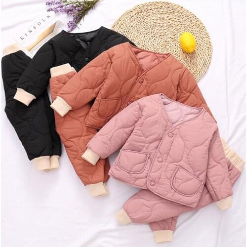 Newborn Baby Clothes 2021 Autumn Winter Cotton-Padded Jackets+Pants 2Pcs Set for Baby Boys and Girls Toddler Kids Homewear 1-5Y