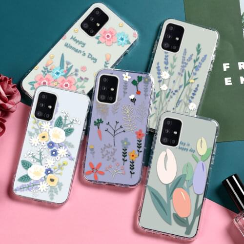 Clear Flower Case For Samsung A51 A71 A32 A52 A72 Case Coque Samsung A12 A31 A21S A30 A20 A50S A30S Bumper Soft TPU Funda Coque