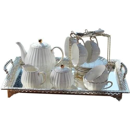 Luxury Bone China Coffee Cup Set European Modern Retro Minimalist High Quality Creativity Tea Coffee Mug Set Drinkware DA60BYD