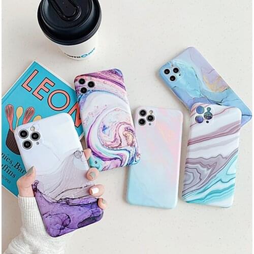 Business Luxury Symphony Marble Pattern Phone Case For iPhone11 12 mini Pro Max XS X XR Shockproof Soft Silicone Matte IMD Cover