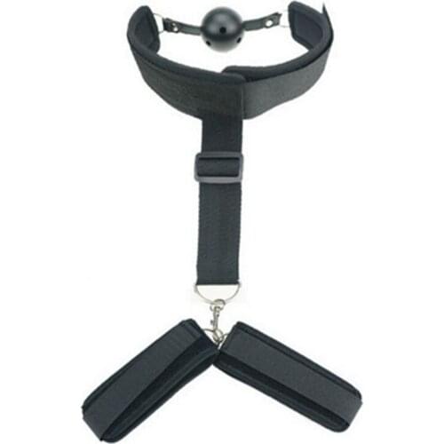 Sex BDSM Bondage Halter Neck Mouth Gag Handcuffs Bondage Restrictions Fetish Back Erotic Sex Toys for Women Cosplay Wrist Cuff
