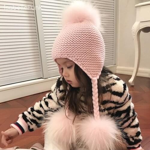 2019Arrivals Winter Hats for Kids Baby Girl Hat 1-6years Toddler Hat and Scarf Baby Hats Warm Quality Hat Detachable hair ball