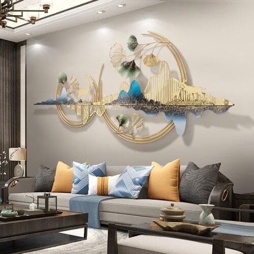 Modern Light Luxury Wall Decoration Living Room Bedroom Sofa Background Wall Decoration Pendant Ginkgo Leaf Metal Iron Ag