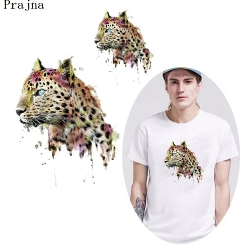 Prajna Punk Rock Leopard Iron On Transfers PVC Thermal Heat Transfer Patch For Clothing Shirt Ironing Stickers Patches Washable