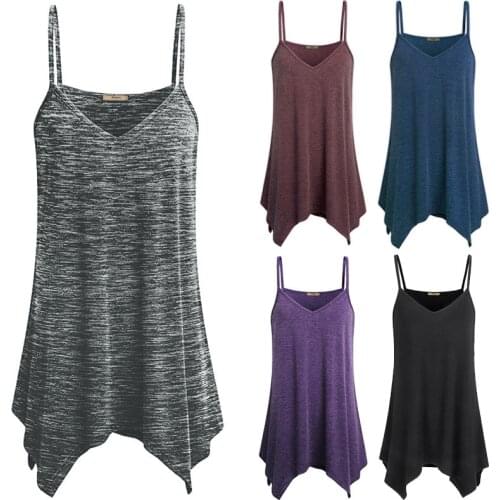 Plus Size S - 5XL Women Summer Loose Tops Women Irregular Summer Loose V Neck Cami Tank Tops Vest Blouse Blouses Et Chemises