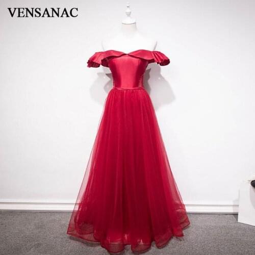 VENSANAC 2018 Boat Neck Ruffles Short Sleeve Sash A Line Long Evening Dresses Party Beading Lace Backless Prom Gowns