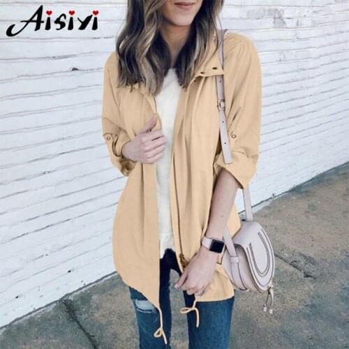 Spring Autumn Fashion Rain Coats and Jackets Women Sportswear Solid Hooded Windproof Loose Outdoor Jacket Windbreaker Female new