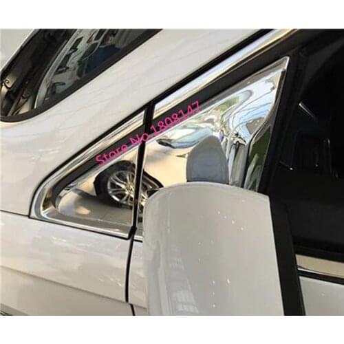 High Quality ABS Chrome Car Styling A Column Audio Speak Cover Window Side Triangle Trim Frame 4pcs For Ford EDGE 2015 2016 2017