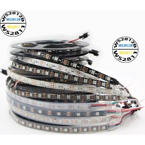 WS2812B WS2812 WS2811 IC LED Pixels Programmable Addressable Digital strip light 5050 RGB SMD White/Black PCB 30/60led/m 5V 12v