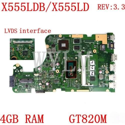 X555LDB LVDS interface 4GB RAM GT820M REV3.3 Motherboard For ASUS X555LJ X555LD X555L A555L K555L F555L Laptop Mainboard Tested