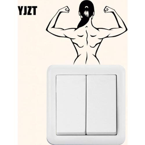YJZT Gym Fitness Girl Beautiful Body Sports Health Vinyl Decoration Switch Sticker Children Switch Decals 8SS2158
