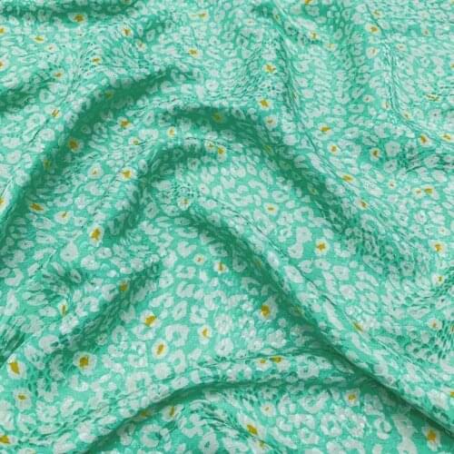 140CM Wide 18MM Floral Jacquard Green Silk Fabric Good for Summer Dress Skirt Shirt Pants G046