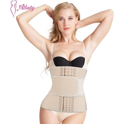 Atbuty Latex Women Waist Trainer Cincher Belt Tummy Control Underbust shaper With 3 Hooks 3XS-6XL