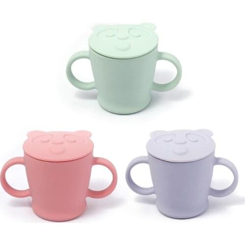 1 Pc Portable Double Handle Silicone Water Drinkware Toddler Learning Drinking Bottle 140ml Baby Feeding Cup