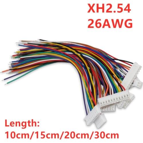 10pcs XH2.54 Electronic Wire Single Head Tin Plated Connecting Wire 10cm/15cm/20cm/30CM XH 2.54mm Pitch Cable 2/3/4/5/6/7/8/10P