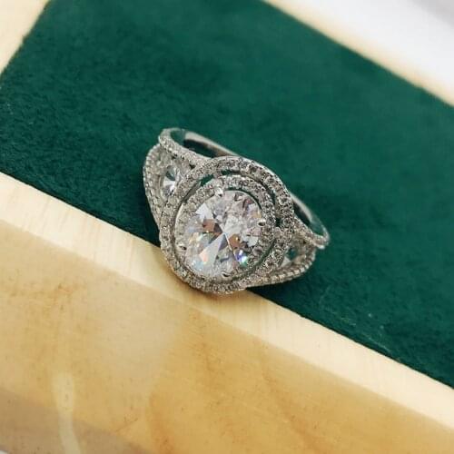 Oval Cut Zircon 925 Sterling Silver Big Ring Wholesale Engagement Jewelry