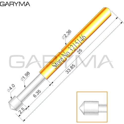 100Pcs Dia 4.0mm P156-E2 Spring Test Probes Pogo Pin Length 33.85mm Stroke Spring Froce:250g Tool