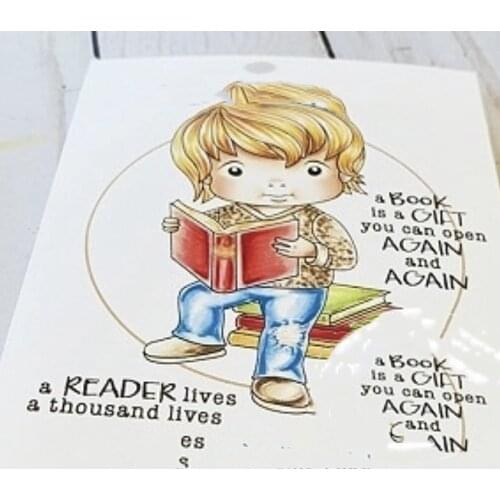 10x8 Boy reading book Ttransparent Clear Stamps Silicone Seals for DIY scrapbooking photo album Card Making