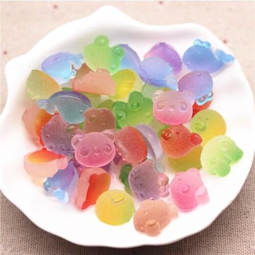 20pcs Unicorn Color Resin Mix Cartoon Animals Flatback Cabochon Simulation Soft Candy DIY Hair Clip Decoration