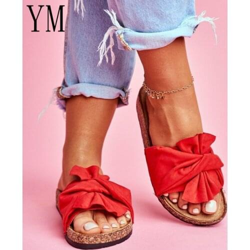 2020 New Women Bowknot Sandals Summer Cute Casual Daily Comfy Slip On Flat Ladies Sandals Dress Party Peep Toe Female Sandals