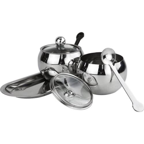 304 Stainless Steel Visual glass lid Seasoning Box Salt and Pepper Jars for Spices Box Bottle Cooking tools salt and pepper set