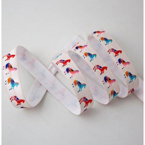 5/8" Cartoon horse heat-transfer elastic foe printed ribbon 16mm diy girls handmade bow ribbons for degift wrap tape ribbons