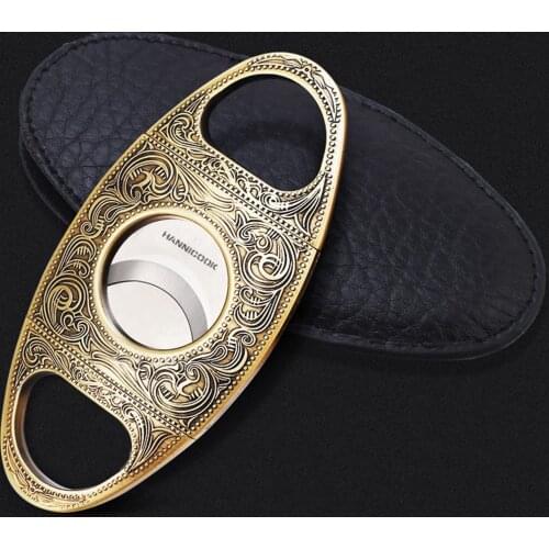 Stainless Steel Bronze Cigar Cutters Double Edge Most Cigars Scissor for Man