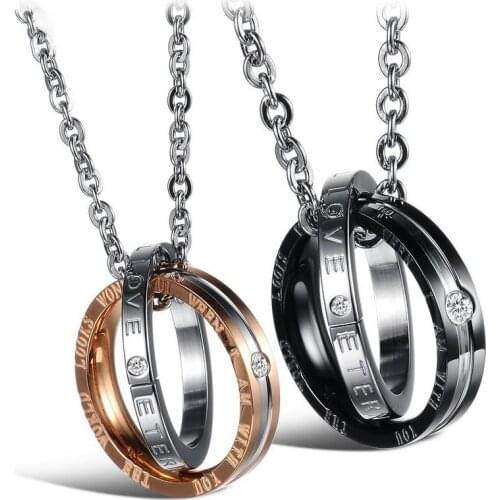 2021 Trend Couple Chain Length 500mm Fashion Stainless Steel Man Necklaces For Women Rose Gold Owl Inlay Zircon Jewelry