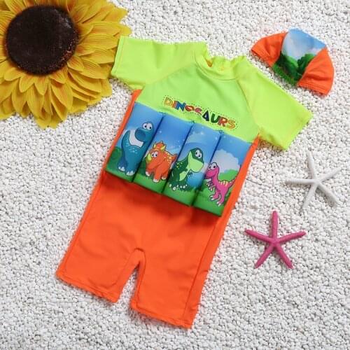 Knee Swimsuit For Children Float Learning Swim Wear Sleeve Buoyancy Swimwear Lovely Kids Boy Bathing Suit Protective Swimsuit