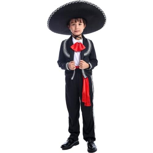 Child Mexico Mariachi Amigo Cosplay Costume Coco Ernesto de la Cruz Cosplay Uniform Musician Boy Halloween Purim Fancy Dress