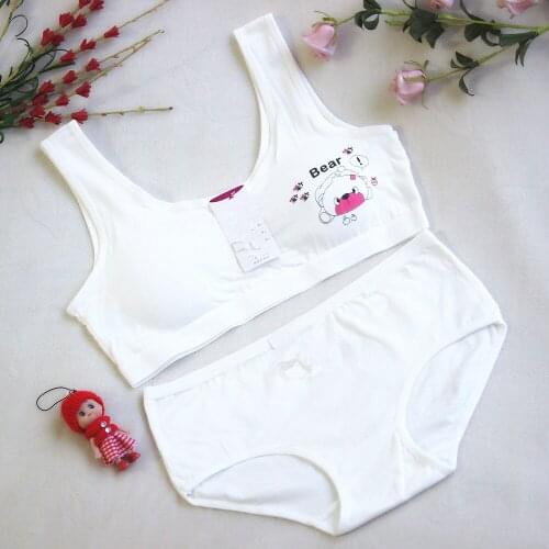 Childrens Cartoon Bear Pure Cotton No Steel Ring Underwear Vest Underwear Underwear Set teenage girls clothing sport bra