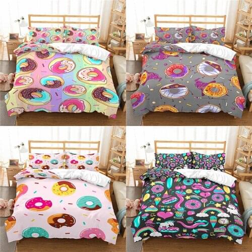Home Textile Luxury 3D Donuts Print 2/3Pcs Comfortable Duvet Cover PillowCase Bedding Sets Queen and King EU/US/AU Size