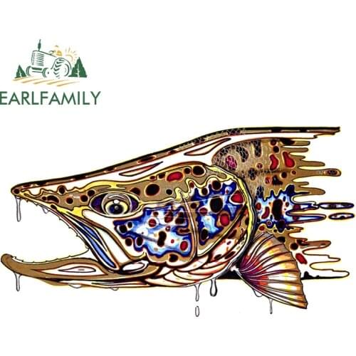 EARLFAMILY 13cm x 7.7cm for Trout Fish Motorcycle Car Stickers Auto Refrigerator Decal Graffiti VAN JDM RV Campervan Sticker